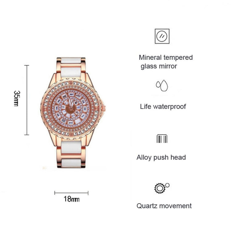 BS Bee Sister FA1490 Ladies Diamond-Set Ceramic Strap Watch(Rose Gold) - Alloy Watches by BS Bee Sister | Online Shopping UK | buy2fix