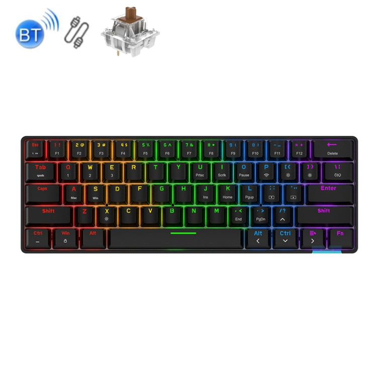 Ajazz STK61 61 Keys Dual Mode Wireless Bluetooth Mechanical Keyboard(Tea Shaft Black) - Wireless Keyboard by Ajazz | Online Shopping UK | buy2fix