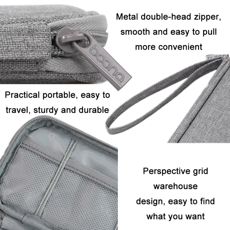 Baona BN-C004 Mini U Disk Headphone Data Cable Storage Bag, Color: Single Layer (Gray) - Hard Drive Bags & Cases by Baona | Online Shopping UK | buy2fix
