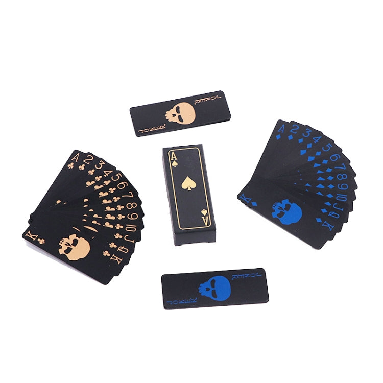 10 PCS Fluorescent PVC Skull Playing Cards Waterproof  Playing Cards,Size: 3.2 x 8.7cm Blue+Gold - Gambling by buy2fix | Online Shopping UK | buy2fix