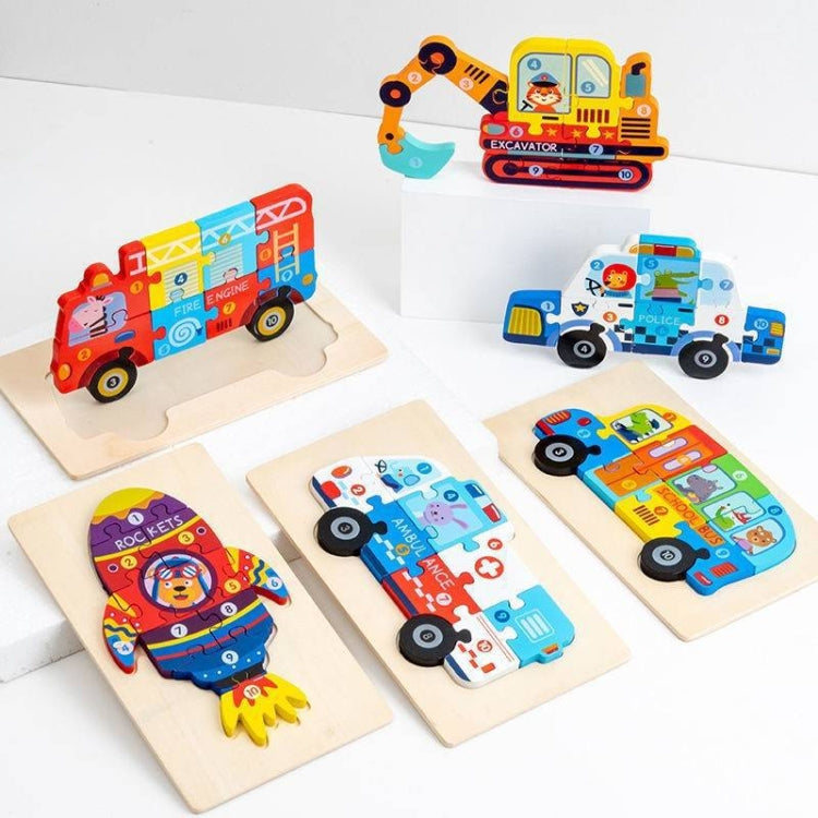 3 PCS Three-dimensional Buckle Traffic Puzzle Cognitive Puzzle Wooden Toy(Fighting Truck) - Puzzle Toys by buy2fix | Online Shopping UK | buy2fix