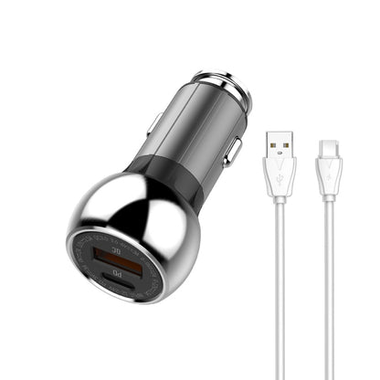 LDNIO C1 36W PD + QC 3.0 Car Fast Charger High Power Smart USB Car Charger with Micro USB Cable - In Car by LDNIO | Online Shopping UK | buy2fix