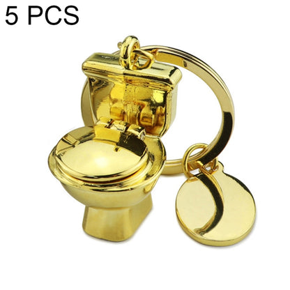 5 PCS X-026 Mini Toilet Shape Car Keychain Bag Pendant(Gold) - In Car by buy2fix | Online Shopping UK | buy2fix