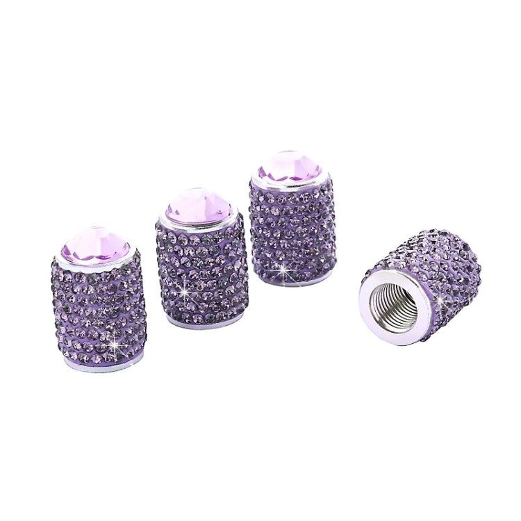 Car Tyre Aluminium Full Diamond Valve Cap With Seal(Purple) - In Car by buy2fix | Online Shopping UK | buy2fix