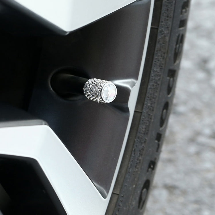 Car Tyre Aluminium Full Diamond Valve Cap With Seal(Black) - In Car by buy2fix | Online Shopping UK | buy2fix