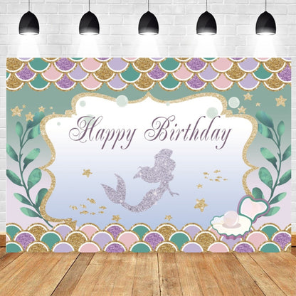 120 x 80cm Mermaid Happy Birthday Photography Background Cloth(12002575) - Camera Accessories by buy2fix | Online Shopping UK | buy2fix