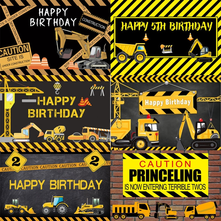 1.2m x 0.8m Construction Vehicle Series Happy Birthday Photography Background Cloth(12009897) - Camera Accessories by buy2fix | Online Shopping UK | buy2fix