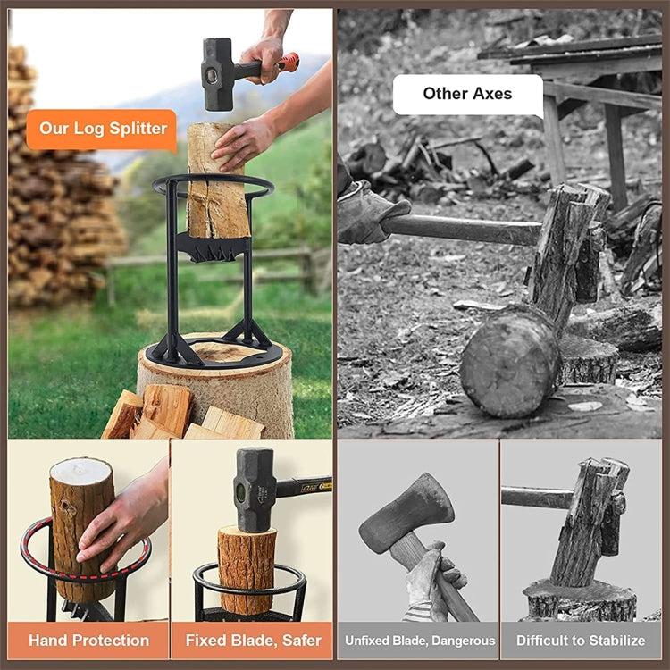Firewood Kindling Splitter Manual Log Splitter with Carbon Steel Cutter Head, Model: Large B Type - Wood Chopping Tool by buy2fix | Online Shopping UK | buy2fix