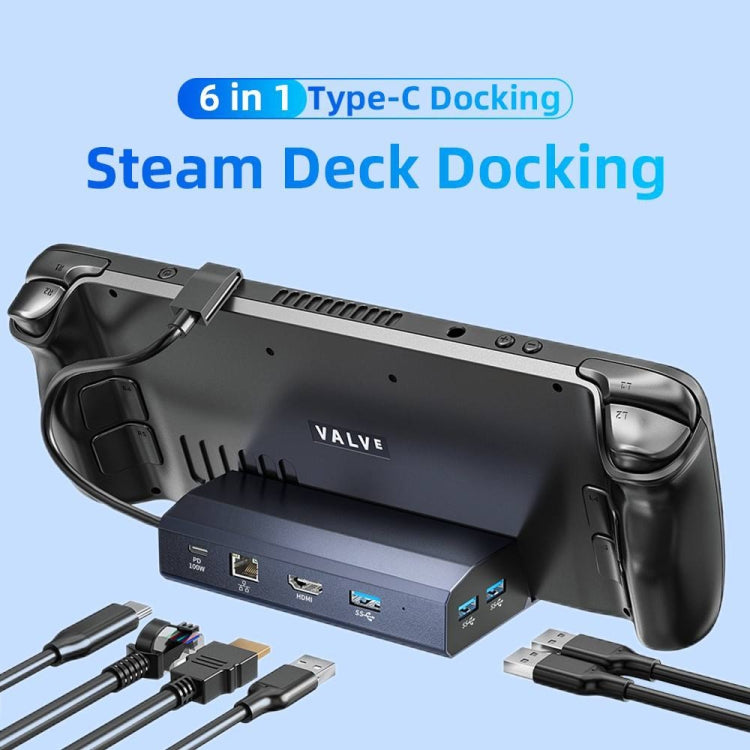 HBC065 6 In 1 For Steam Deck Expansion Dock Base HDMI HD 4K/60Hz Output - Accessories by buy2fix | Online Shopping UK | buy2fix