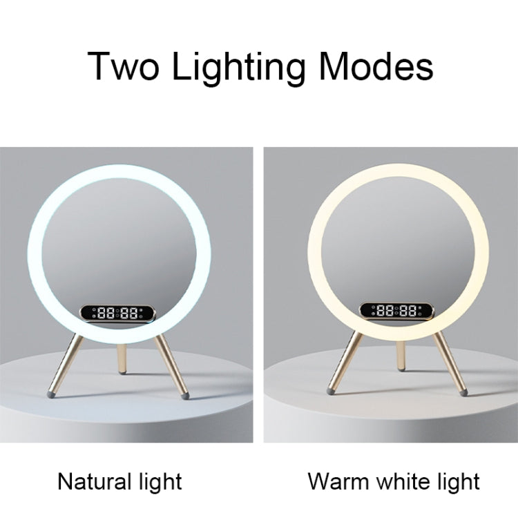 Q6 Smart Clock Display Bluetooth Speaker Fill Light Makeup Mirror with Wireless Charger(White) - Mirror by buy2fix | Online Shopping UK | buy2fix