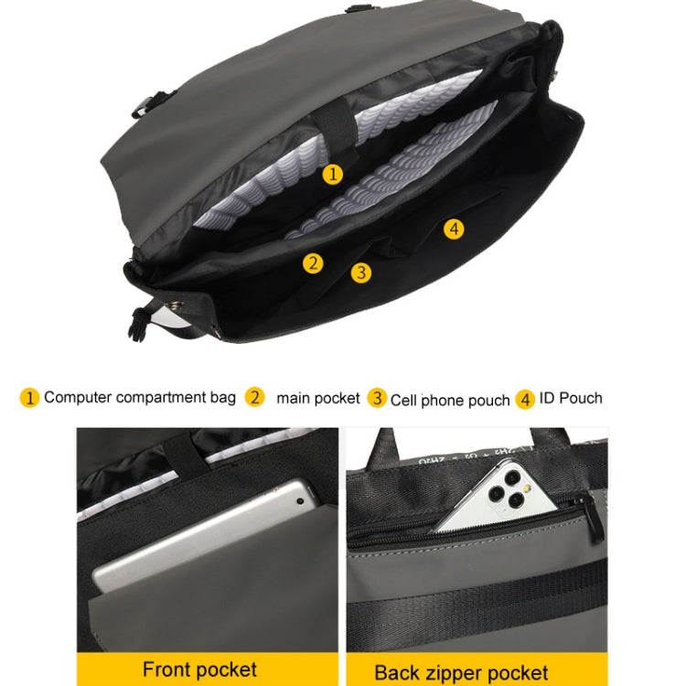 LUCKYBAT Laptop Bag Airbag Anti-drop Crossbody Handbag, Size: S 13.3-16 Inch(Pure Black) - 15 inch by buy2fix | Online Shopping UK | buy2fix