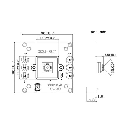 QQSJ-8821 Support UVC USB Mobile Detection Intelligent Recognition VGA Panoramic Camera Module - Consumer Electronics by buy2fix | Online Shopping UK | buy2fix