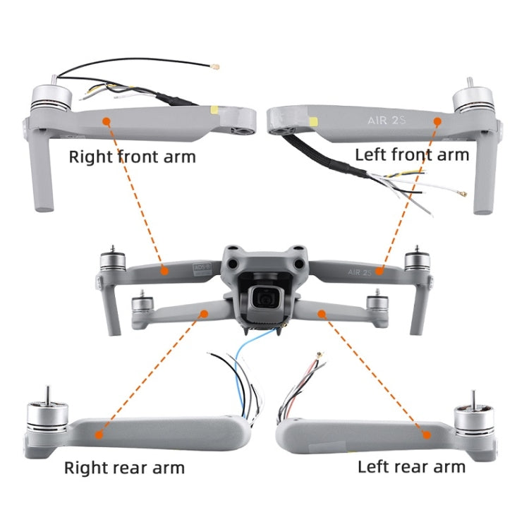 for Mavic Air 2S Right Rear Arm Front And Rear Machine Arm Shell Repair Accessories - DJI & GoPro Accessories by buy2fix | Online Shopping UK | buy2fix