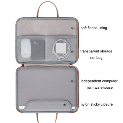 Baona Leather Fully Open Portable Waterproof Computer Bag, Size: 15/15.6/16 inches(Gray Black) - 15 inch by Baona | Online Shopping UK | buy2fix