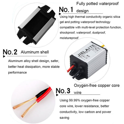 JIELAITE LK1253 15W Aluminum Alloy Intelligent Protection Waterproof Car Power Converter(12V to 3V/3A) - In Car by JIELAITE | Online Shopping UK | buy2fix