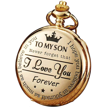 Engraved Vintage Commemorative Quartz Pocket Watch Round Watch, Style: Forever (Silver) - Necklace Watch Watches by buy2fix | Online Shopping UK | buy2fix