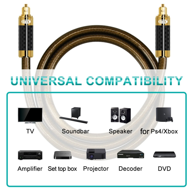 EMK GM/A8.0 Digital Optical Fiber Audio Cable Amplifier Audio Gold Plated Fever Line, Length: 3m(Transparent Coffee) - Audio Optical Cables by EMK | Online Shopping UK | buy2fix