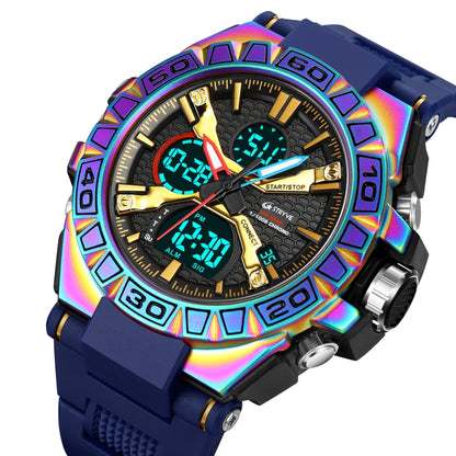 STRYVE S8026 Sports Colorful Night Light Electronic Waterproof Watch Multifunctional Student Watch(Colorful Blue) - Leather Strap Watches by STRYVE | Online Shopping UK | buy2fix