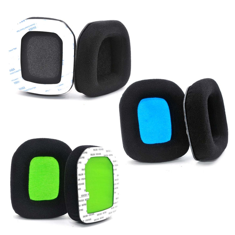 For Logitech Astro A20 2pcs Fleece Memory Foam Headphone Covers Earmuffs(Black Green Net) - Apple Accessories by buy2fix | Online Shopping UK | buy2fix