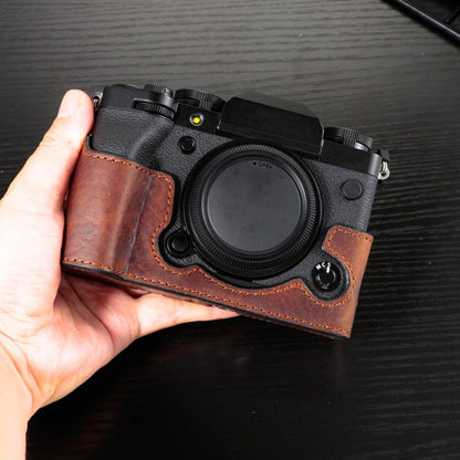 For FUJIFILM X-T5 Camera Cowhide Bag Anti-scratch Protective Case Base Cover(Deep Coffee) - Leather Bag by buy2fix | Online Shopping UK | buy2fix