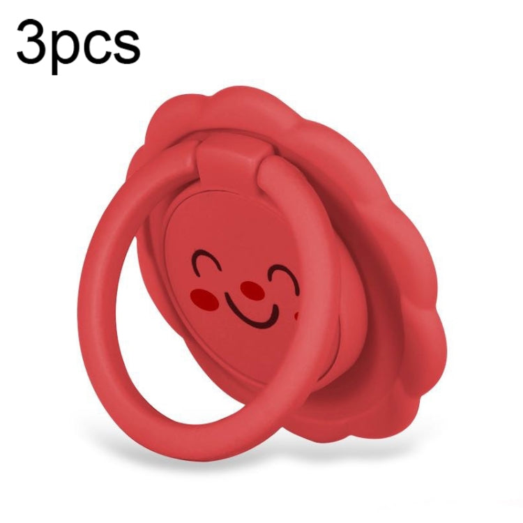 3pcs Sunflower Smiley Mobile Phone Finger Ring Bracket Zinc Alloy Ultra-thin Stand(Tea Red) - Ring Holder by buy2fix | Online Shopping UK | buy2fix