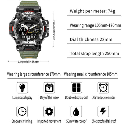 SMAEL 8072 Alloy Outdoor Multifunctional Electronic Watch Men Dual Display Waterproof Watch(Black Gold) - Metal Strap Watches by SMAEL | Online Shopping UK | buy2fix