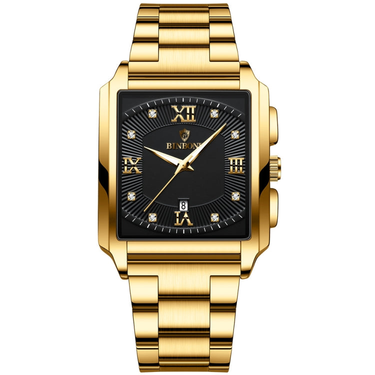 BINBOND B4143 Rectangular Outdoor Men Waterproof Quartz Watches(Full Gold-Black) - Metal Strap Watches by BINBOND | Online Shopping UK | buy2fix