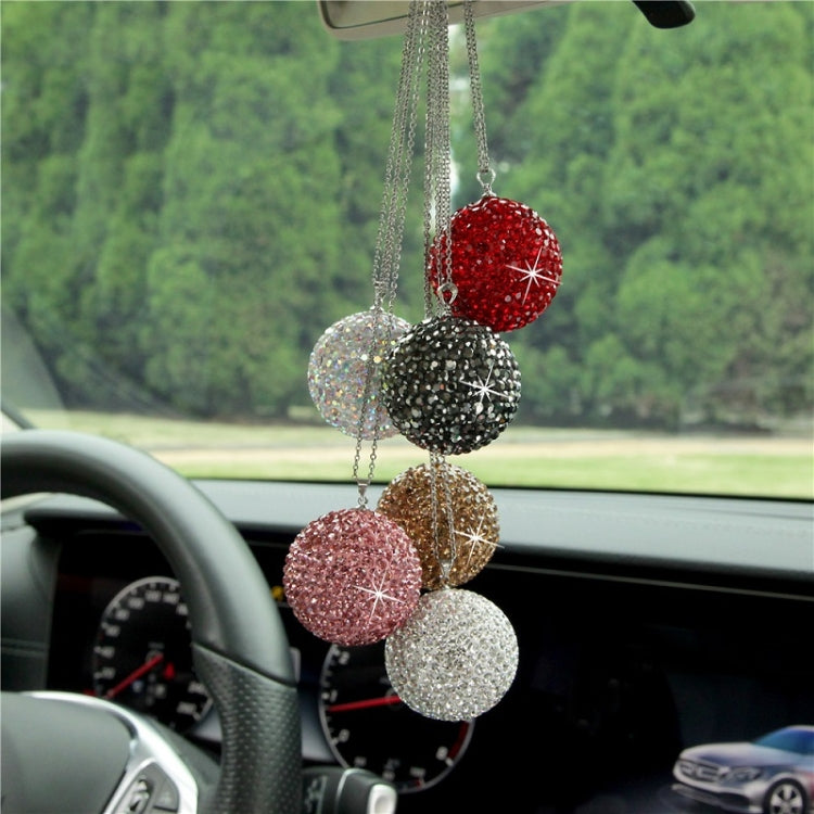 Car Diamond Crystal Ball Rearview Mirror Decoration Pendant(Crystal Yellow) - In Car by buy2fix | Online Shopping UK | buy2fix