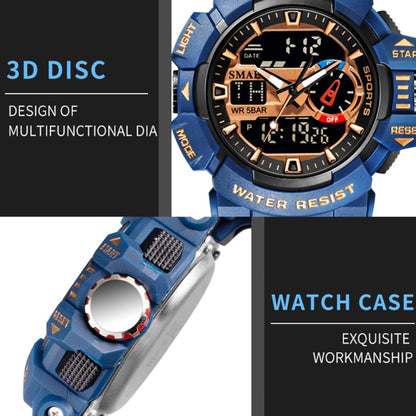SMAEL 8043 Multifunctional Dual Display Shockproof Outdoor Waterproof Sports Quartz Watch(Deep Blue) - LED Digital Watches by SMAEL | Online Shopping UK | buy2fix