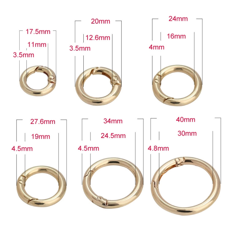 20pcs Zinc Alloy Spring Ring Metal Open Bag Webbing Keychain, Specification: 6 Points Black - In Car by buy2fix | Online Shopping UK | buy2fix