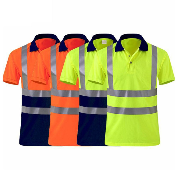 Reflective Quick-drying T-shirt Lapel Short-sleeved Safety Work Shirt, Size: M(Orange Red) - Workplace Safety Supplies by buy2fix | Online Shopping UK | buy2fix