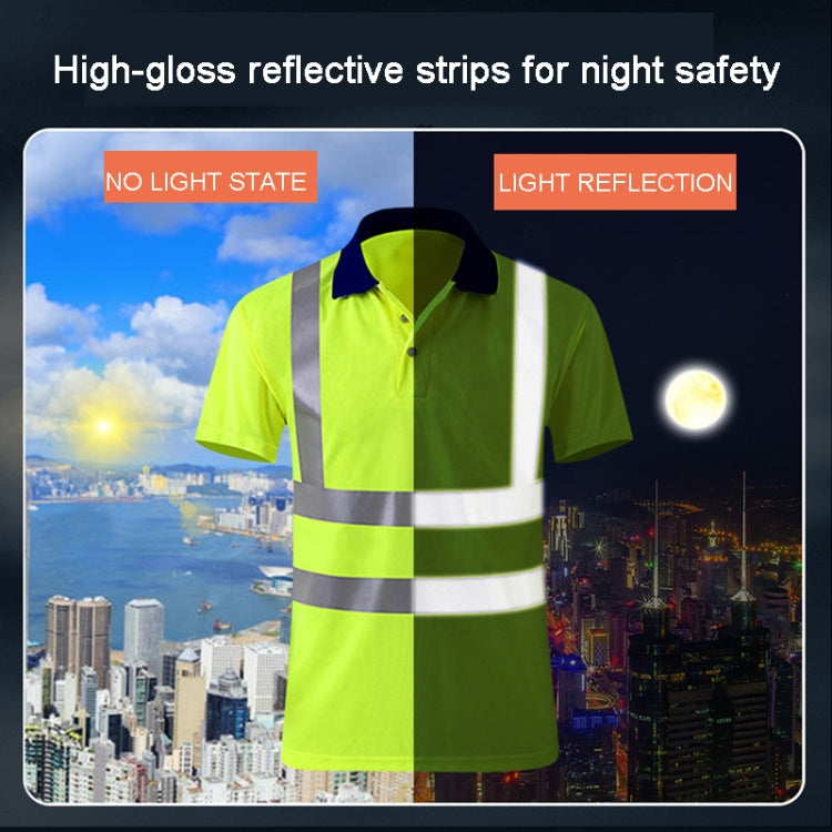 Reflective Quick-drying T-shirt Lapel Short-sleeved Safety Work Shirt, Size: L(Fluorescent Yellow) - Workplace Safety Supplies by buy2fix | Online Shopping UK | buy2fix