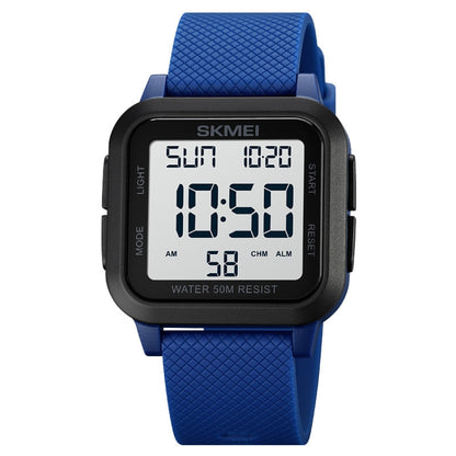 SKMEI 1894 Square Sports Waterproof Student Simple Multifunctional Luminous Watch(Blue White Machine) - Sport Watches by SKMEI | Online Shopping UK | buy2fix