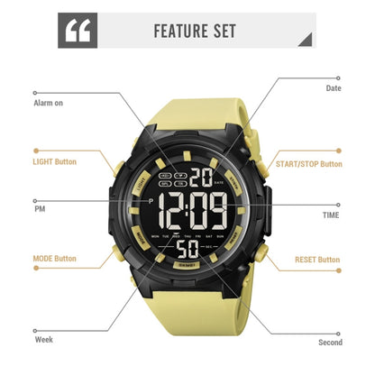 SKMEI 1845 Outdoor Waterproof Large Dial Multifunctional Sports Men Watch(Yellow) - Sport Watches by SKMEI | Online Shopping UK | buy2fix
