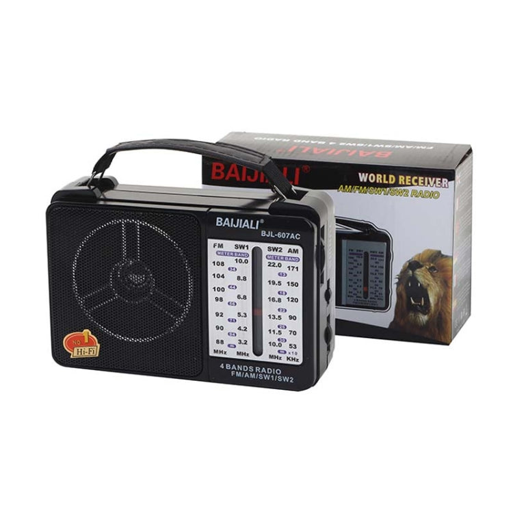 BAIJIALI BJL-607AC Full Band Multi-functional Retro Radios Big Voice Radio(Black) - Consumer Electronics by BAIJIALI | Online Shopping UK | buy2fix