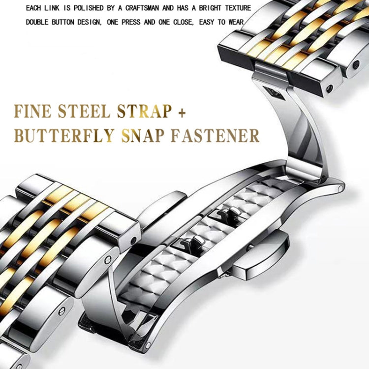 BINBOND B2077 30M Waterproof Quartz Luminous Watch Butterfly Buckle Men's Steel Belt Watch(White Steel-Black) - Metal Strap Watches by BINBOND | Online Shopping UK | buy2fix