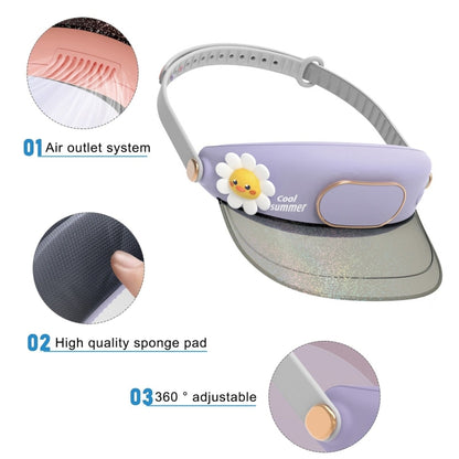 Cute Pet Bladeless Fan Hat USB Rechargeable Adjustable Speed Summer Sun Protection Sunshade Fan(Star Rabbit) - Consumer Electronics by buy2fix | Online Shopping UK | buy2fix