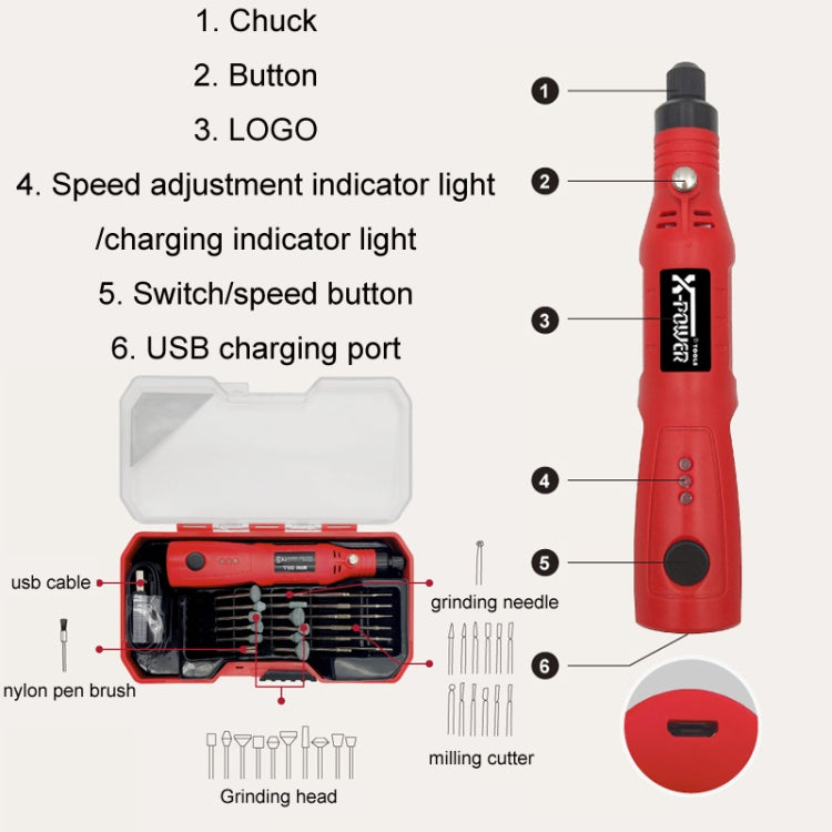 X-Power Handheld Electric DIY Engraving Polishing Grinder(KMD516-P24B) - Abrasive Tools & Accessories by X-power | Online Shopping UK | buy2fix