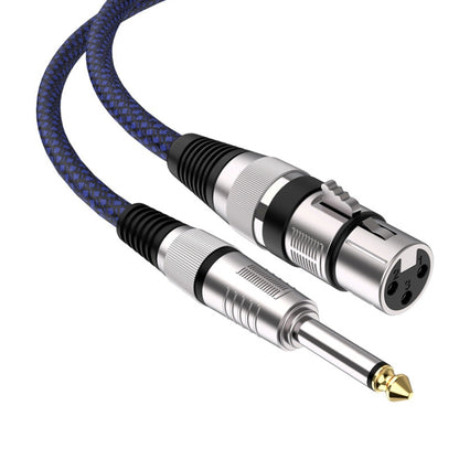 1m Blue and Black Net TRS 6.35mm Male To Caron Female Microphone XLR Balance Cable -  by buy2fix | Online Shopping UK | buy2fix