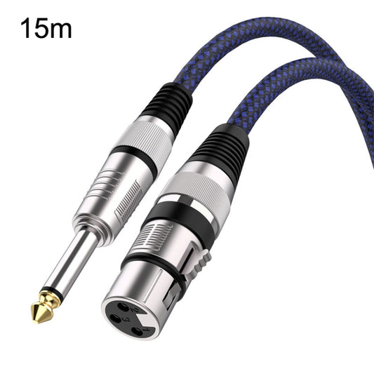 15m Blue and Black Net TRS 6.35mm Male To Caron Female Microphone XLR Balance Cable -  by buy2fix | Online Shopping UK | buy2fix