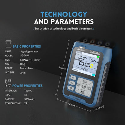 FNIRSI SG-003A Multifunctional PWM Signal Generator 4-20ma Voltage Current Calibrator, EU Plug(Blue) - Current & Voltage Tester by FNIRSI | Online Shopping UK | buy2fix