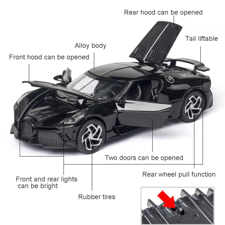 1:32 Alloy Sports Car Model With Sound And Light Boy Toy Car Decoration(Bright Black) - Model Toys by buy2fix | Online Shopping UK | buy2fix