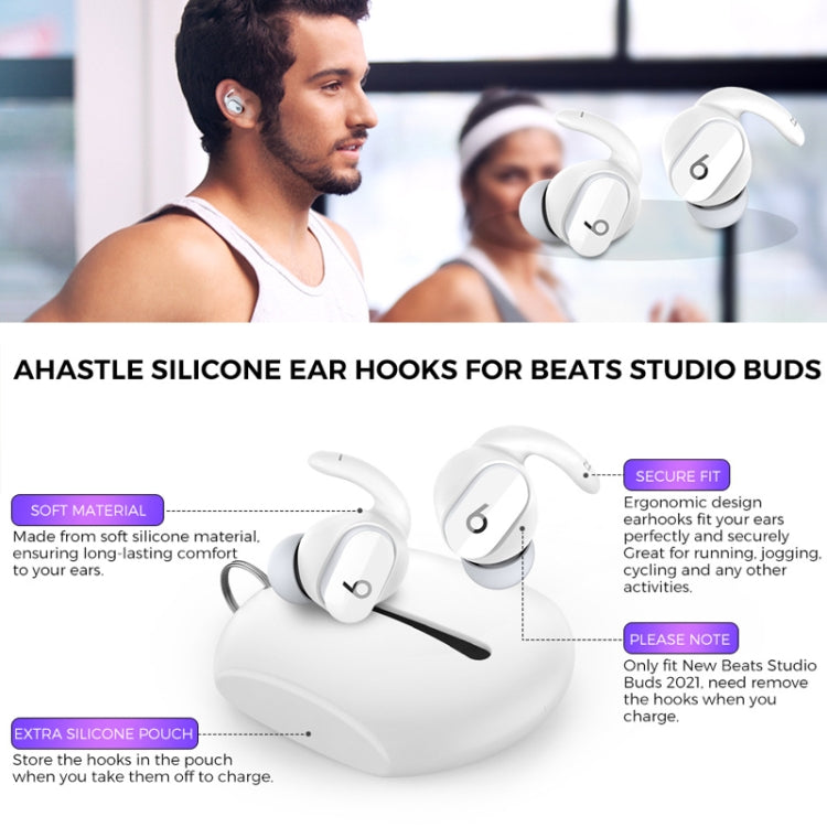 For Beats Studio Buds AhaStyle PT172 Earphone Silicone Ear Caps, Style: Earcap x 3+Case (White) - Anti-dust & Ear Caps by AhaStyle | Online Shopping UK | buy2fix