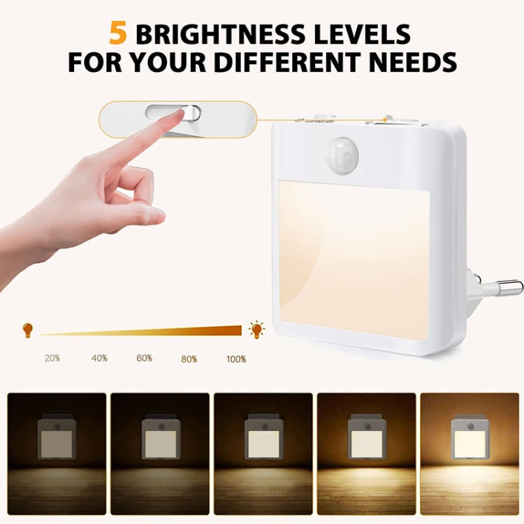 NL2101 Motion Sensor LED Night Light AC Plug Dimming Sleep Lights,Spec: Warm and White US Plug - Sensor LED Lights by buy2fix | Online Shopping UK | buy2fix