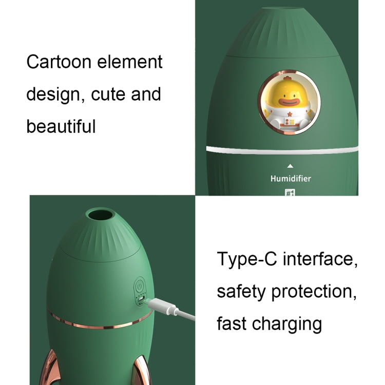 ICARER FAMILY V9 Small USB Plug-in Rocket Shape Jellyfish Fog Circle Night Light Humidifier(Dark Green) - Air Purifiers & Accessories by ICARER FAMILY | Online Shopping UK | buy2fix