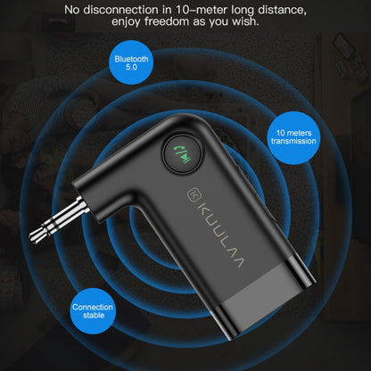 KUULAA KL-YP08 Car Wireless Bluetooth Receiver 5.0 Hands-free AUX 3.5mm(Black) - Bluetooth Adapters by KUULAA | Online Shopping UK | buy2fix