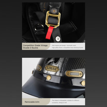 SOMAN Motorcycle Four Seasons Carbon Fiber Half Helmet, Color: Carbon Fiber Silver Lightning(M) - Helmets by SOMAN | Online Shopping UK | buy2fix