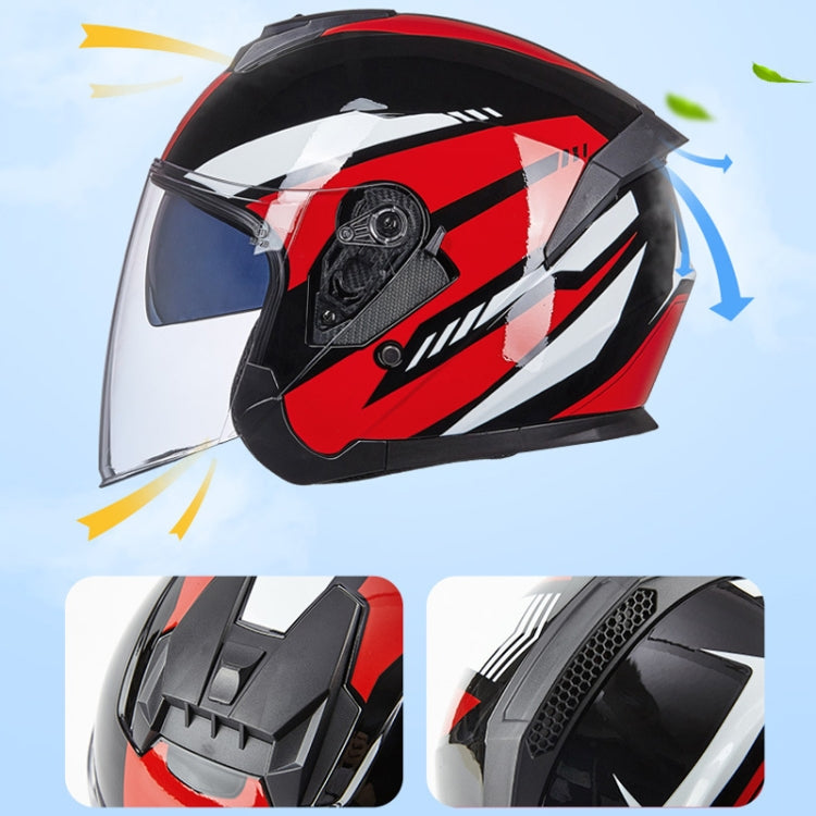 GXT Electric Vehicle Four Seasons Sun Protection & Windshield Double Lens Helmet, Size: M(Matt Black Red) - Helmets by GXT | Online Shopping UK | buy2fix