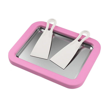 Mini Household Fried Yogurt Machine Children Homemade DIY Fried Ice Tray, Color: Aluminum Alloy Pink 22.5x17.5cm - Yogurt Machine by buy2fix | Online Shopping UK | buy2fix