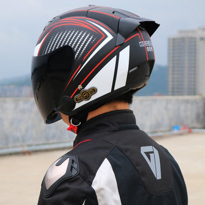 KUQIBAO Motorcycle Smart Bluetooth Sun Protection Double Lens Safety Helmet, Size: M(White+Gray Tail) - Helmets by KUQIBAO | Online Shopping UK | buy2fix